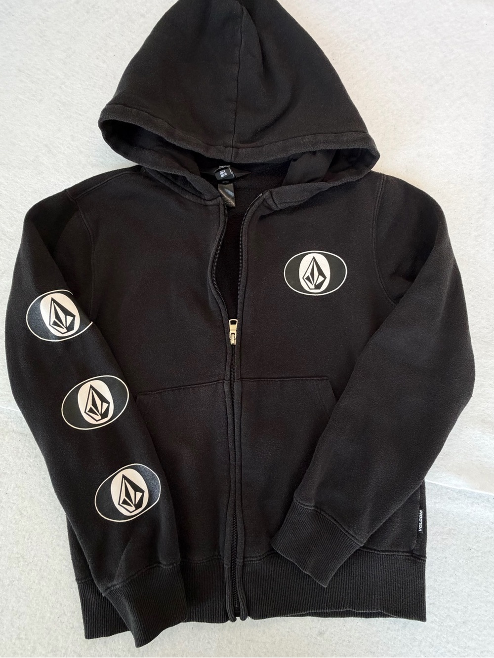 Volcom Black Kids Full-Zip Hoodie with Logo Patches